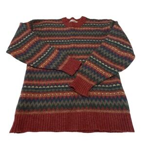 Vintage Antartex Shetland Wool Fair Isle Sweater Mens XL Great‎ Britain Burgundy